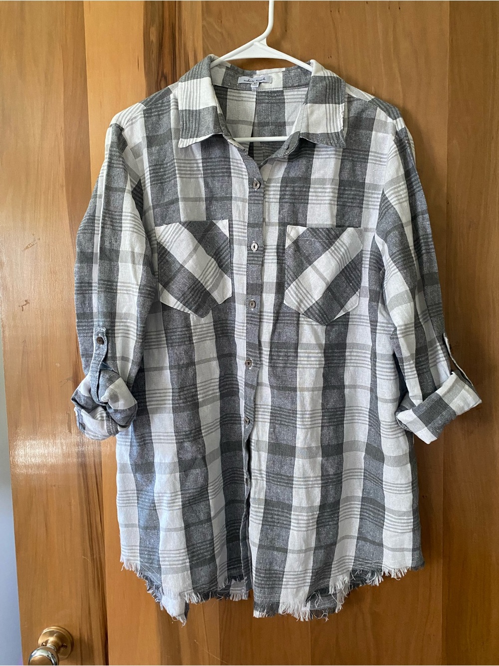 white birch Gray and White Plaid Shirt